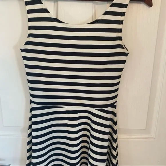 Divided cream with navy stripes tank top style dress size small - Picture 3 of 7